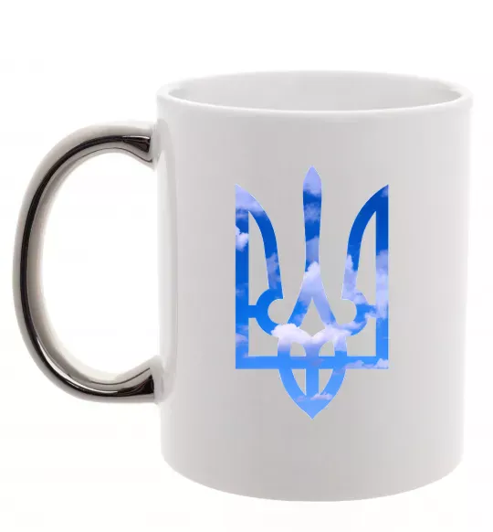 Чашка с цветной ручкой Герб - небо Серебро фото
