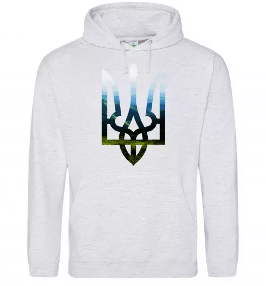 Мужская толстовка (худи) Герб - Карпати Серый меланж фото