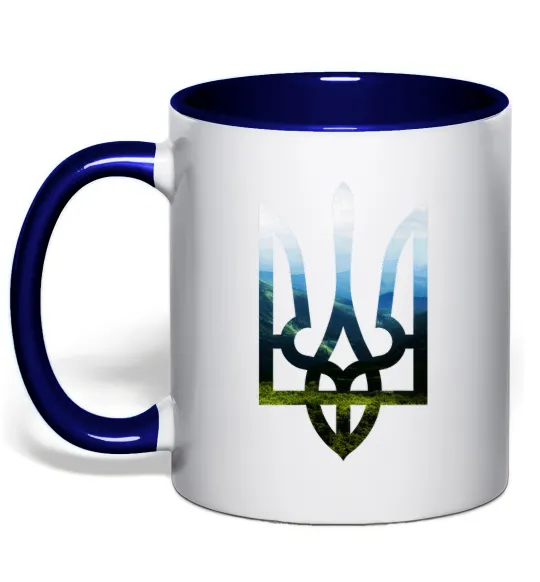 Чашка з кольоровою ручкою Герб - Карпати Глибокий темно-синій фото