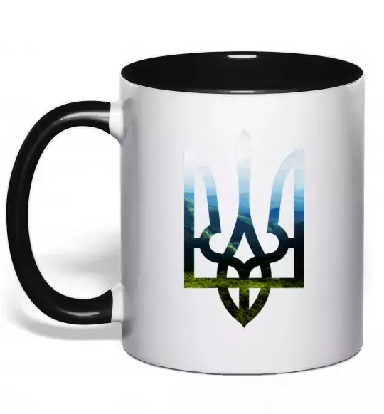 Чашка з кольоровою ручкою Герб - Карпати Чорний фото