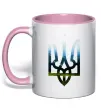 Чашка з кольоровою ручкою Герб - Карпати Ніжно рожевий фото