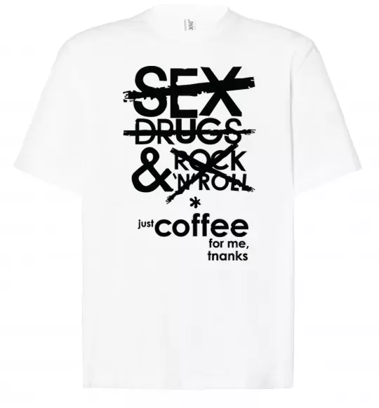 Футболка Оверсайз SEX, DRUGS AND ROCK'N-ROLL... Белый фото