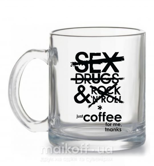 Чашка скляна SEX, DRUGS AND ROCK'N-ROLL... Прозорий фото