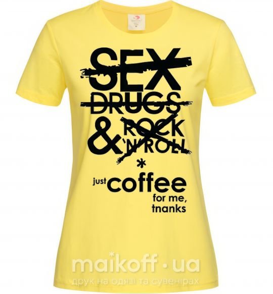 Жіноча футболка SEX, DRUGS AND ROCK'N-ROLL... Лимонний фото