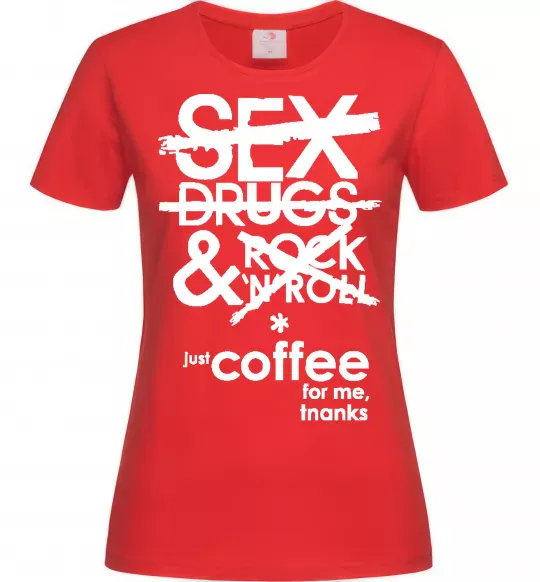 Женская футболка SEX, DRUGS AND ROCK'N-ROLL... Красный фото