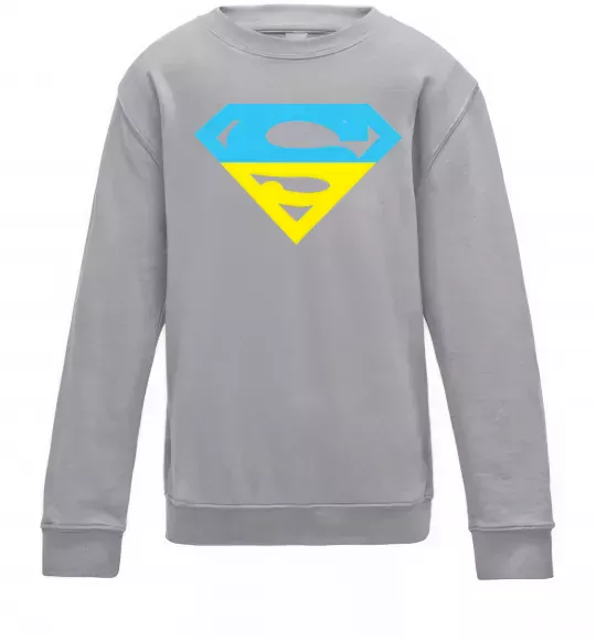 Дитячий світшот УКРАЇНСЬКИЙ СУПЕРМЕН Сірий меланж фото