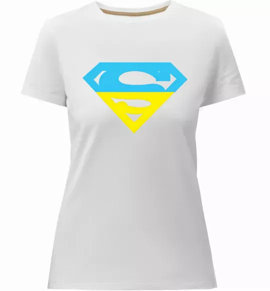 Жіноча преміум футболка УКРАЇНСЬКИЙ СУПЕРМЕН Білий фото