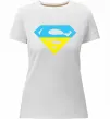 Жіноча преміум футболка УКРАЇНСЬКИЙ СУПЕРМЕН Білий фото