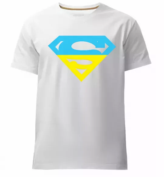 Чоловіча преміум футболка УКРАЇНСЬКИЙ СУПЕРМЕН Білий фото