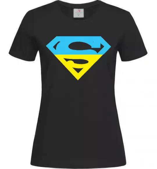 Женская футболка УКРАЇНСЬКИЙ СУПЕРМЕН Черный фото