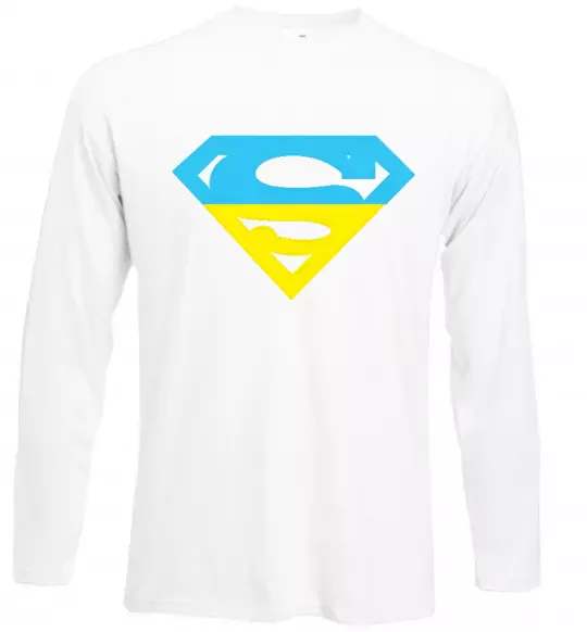 Лонгслив УКРАЇНСЬКИЙ СУПЕРМЕН Белый фото