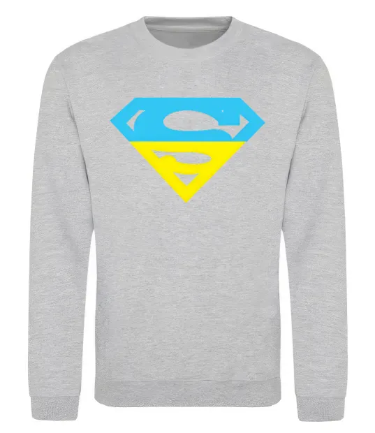 Свитшот УКРАЇНСЬКИЙ СУПЕРМЕН Серый меланж фото