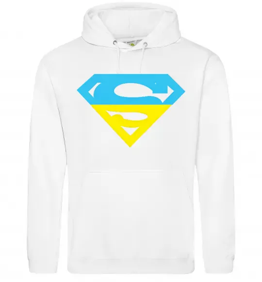 Мужская толстовка (худи) УКРАЇНСЬКИЙ СУПЕРМЕН Белый фото