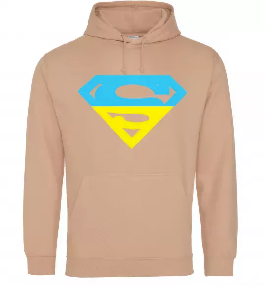 Мужская толстовка (худи) УКРАЇНСЬКИЙ СУПЕРМЕН Песочный фото