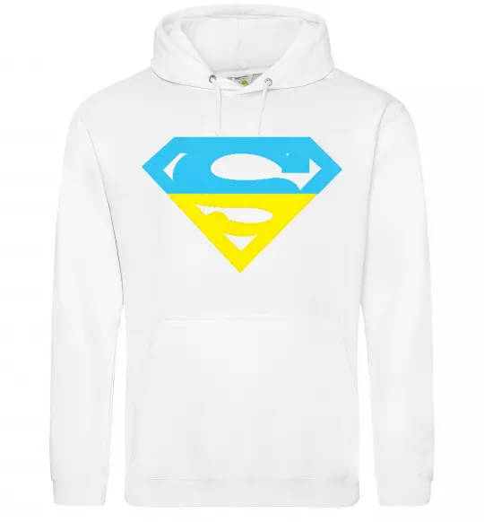 Женская толстовка (худи) УКРАЇНСЬКИЙ СУПЕРМЕН Белый фото