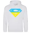 Женская толстовка (худи) УКРАЇНСЬКИЙ СУПЕРМЕН Серый меланж фото