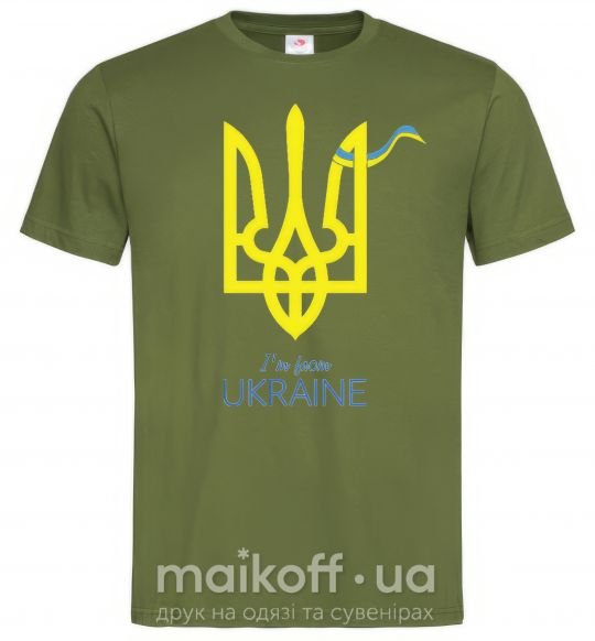 Мужская футболка I'm from Ukraine - герб Оливковый фото