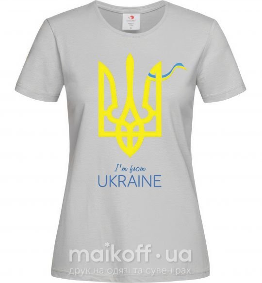 Женская футболка I'm from Ukraine - герб Серый фото