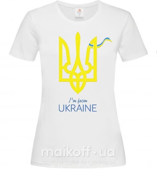 Жіноча футболка I'm from Ukraine - герб Білий фото