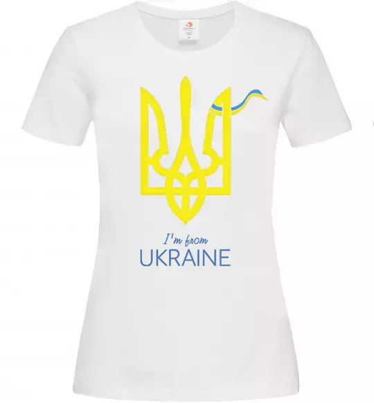 Жіноча футболка I'm from Ukraine - герб Білий фото