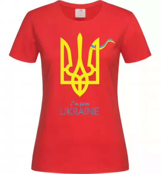 Жіноча футболка I'm from Ukraine - герб Червоний фото