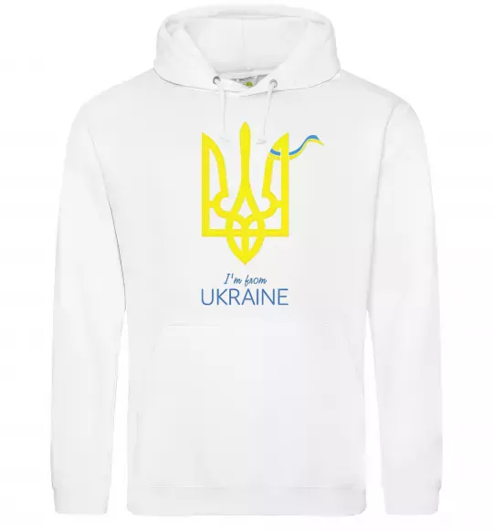 Женская толстовка (худи) I'm from Ukraine - герб Белый фото