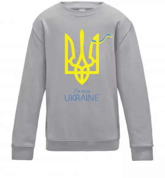 Дитячий світшот I'm from Ukraine - герб Сірий меланж фото