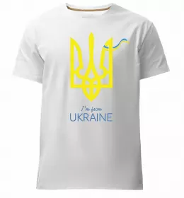 Мужская премиум футболка Герб у квітах Белый фото