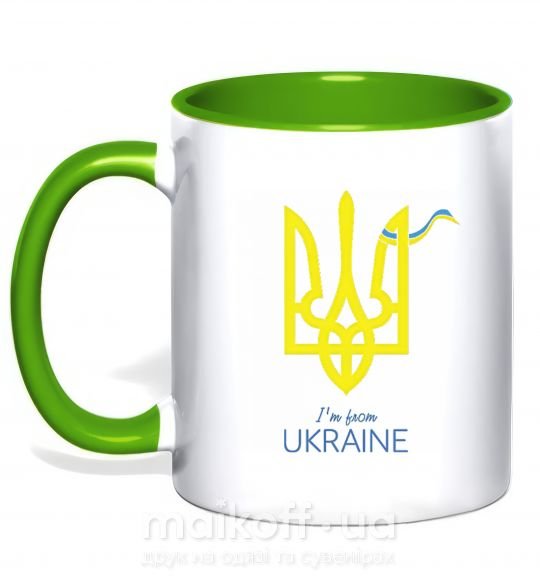 Чашка з кольоровою ручкою I'm from Ukraine - герб Зелений фото