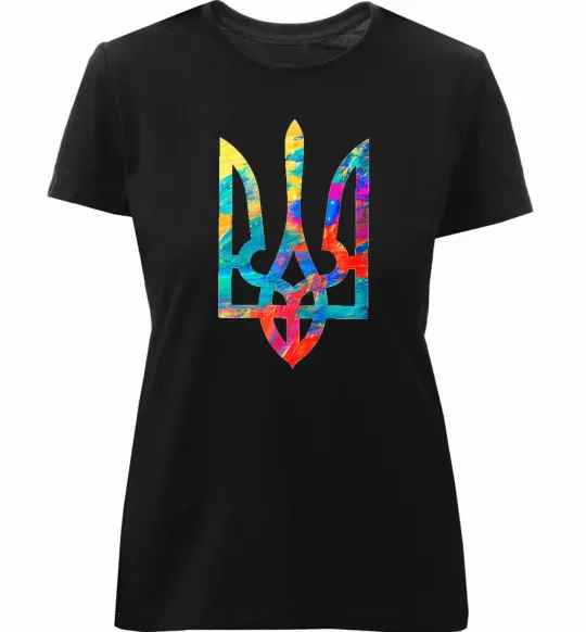 Женская премиум футболка Герб - фарби Черный фото