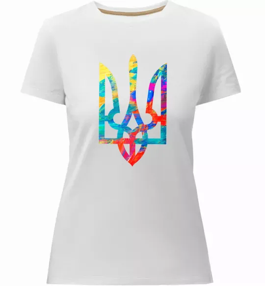 Женская премиум футболка Герб - фарби Белый фото