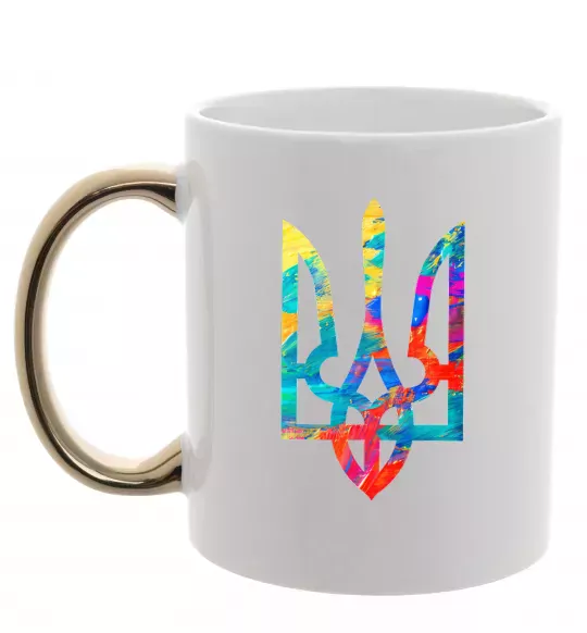 Чашка з кольоровою ручкою Герб - фарби Золото фото