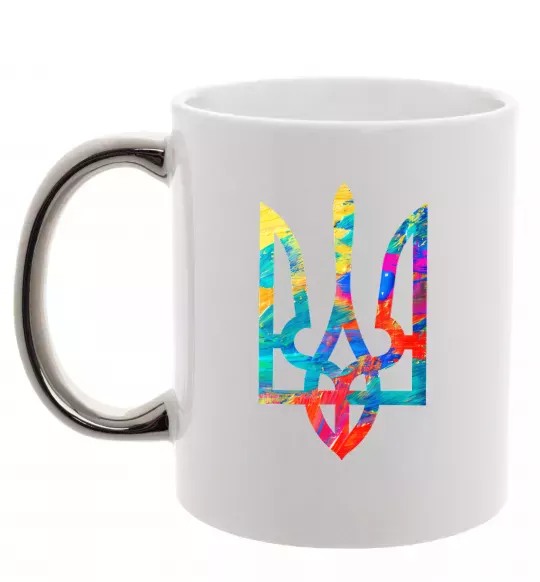 Чашка з кольоровою ручкою Герб - фарби Срібло фото