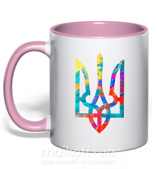 Чашка с цветной ручкой Герб - фарби Нежно розовый фото