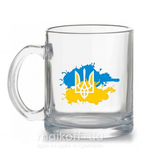 Чашка скляна Герб і Прапор - фарби Прозорий фото