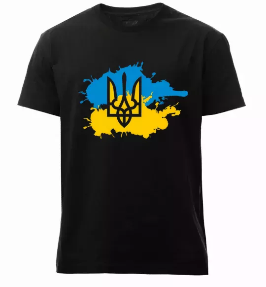 Чоловіча преміум футболка Герб і Прапор - фарби Чорний фото