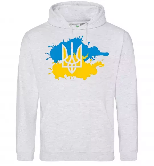 Мужская толстовка (худи) Герб і Прапор - фарби Серый меланж фото