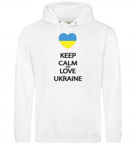 Женская толстовка (худи) Keep calm and love Ukraine Белый фото