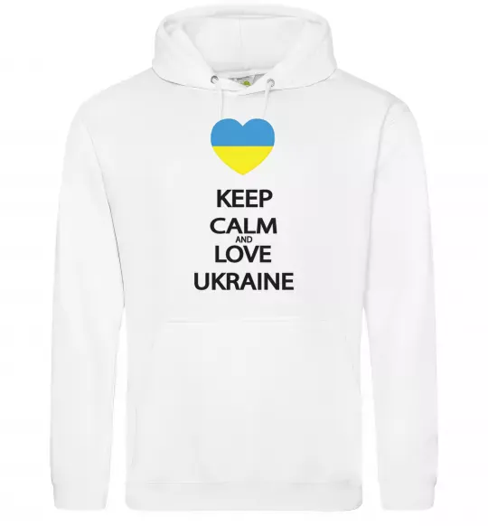 Жіноча толстовка (худі) Keep calm and love Ukraine Білий фото