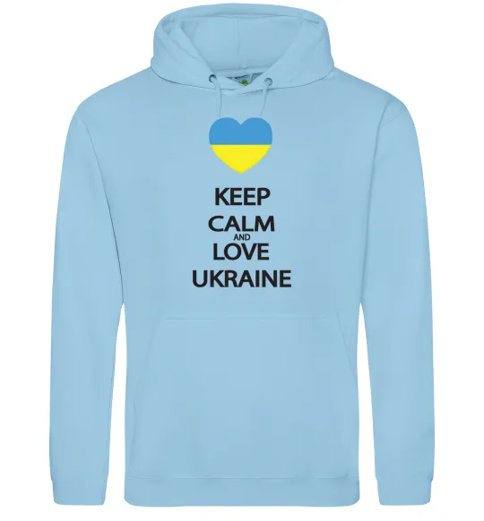 Жіноча толстовка (худі) Keep calm and love Ukraine Блакитний фото