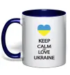 Чашка с цветной ручкой Keep calm and love Ukraine Глубокий темно-синий Чашка с цветной ручкой Keep calm and love Ukraine Глубокий темно-синий фото