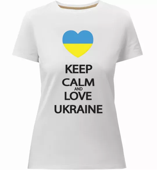 Женская премиум футболка Keep calm and love Ukraine Белый фото