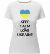 Женская премиум футболка Keep calm and love Ukraine Белый фото