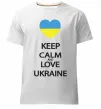 Чоловіча преміум футболка Keep calm and love Ukraine Білий фото