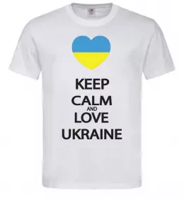 Мужская футболка Keep calm and love Ukraine Белый фото