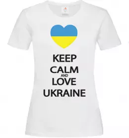 Женская футболка Keep calm and love Ukraine Белый фото