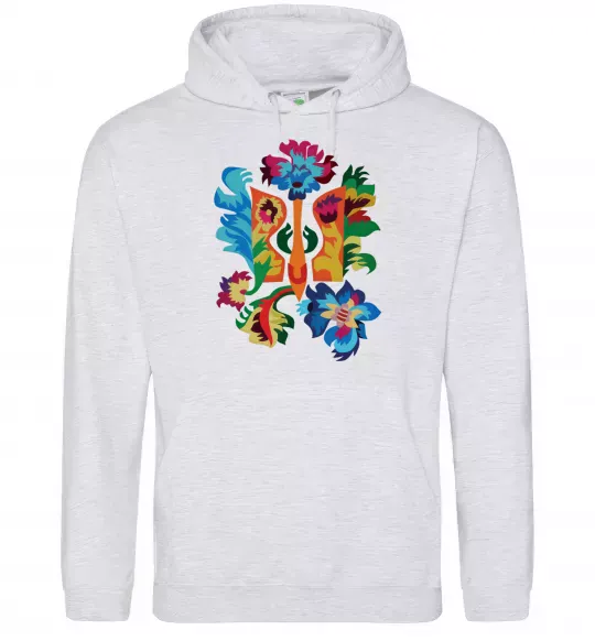 Жіноча толстовка (худі) Герб квіти Сірий меланж фото