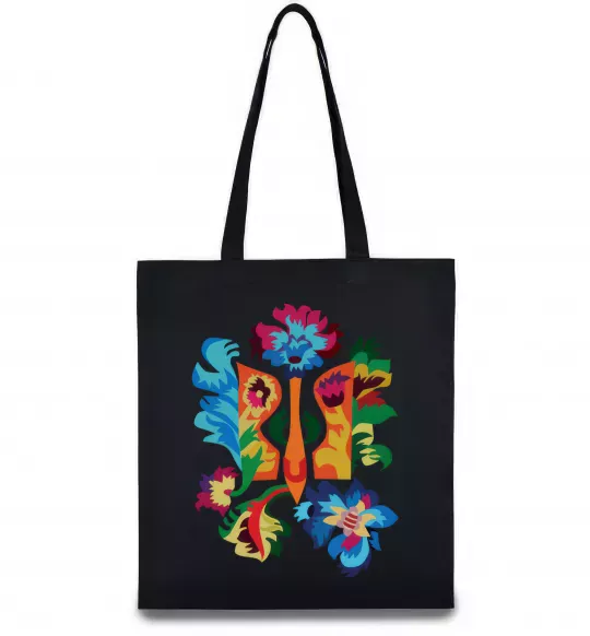 Еко-сумка Герб квіти Чорний фото