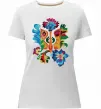 Жіноча преміум футболка Герб квіти Білий фото