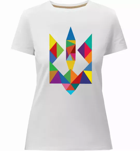 Женская премиум футболка Герб - мозаїка Белый фото